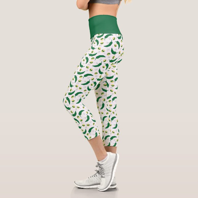 Leggings Capri Elegante patrón verde de Chile (Izquierda)