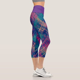 Leggings Capri Elegante Perforación De La Banda De Guisante Púrpu