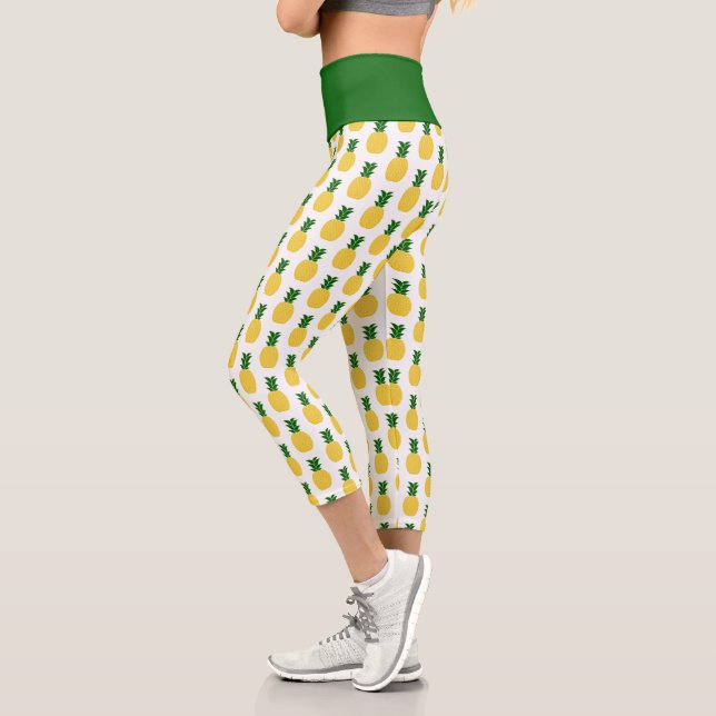 Leggings Capri Elegante piña tropical amarillo y verde (Izquierda)