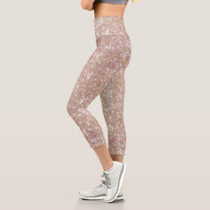 Leggings Capri Elegante Purpurina de champagne Girly