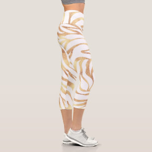 Leggings Capri Elegante Purpurina dorado impresión de animal bla