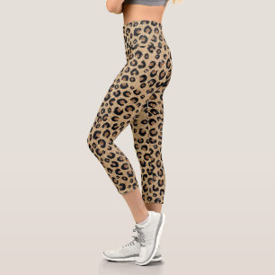 Leggings Capri Elegante Purpurina dorado Leopardo negro