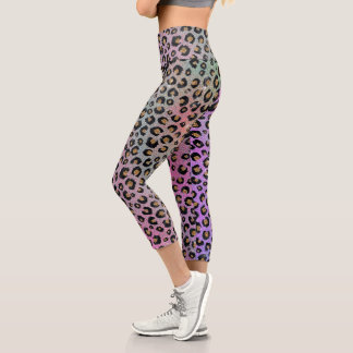 Leggings Capri Elegante Purpurina rosa azul dorado Leopardo negro