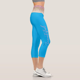 Leggings Capri Elegante Rosa Brillante Gradiente Deportivo con Go