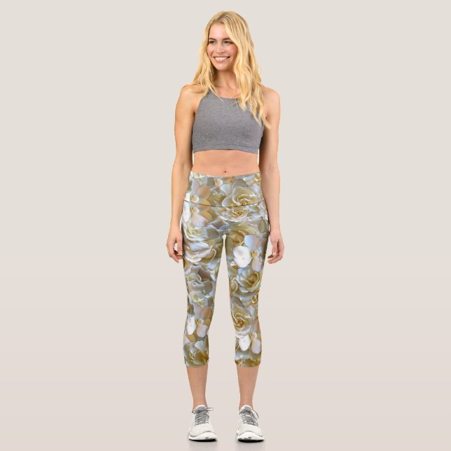 Leggings Capri Elegante Rosa floral Petal (Anverso)