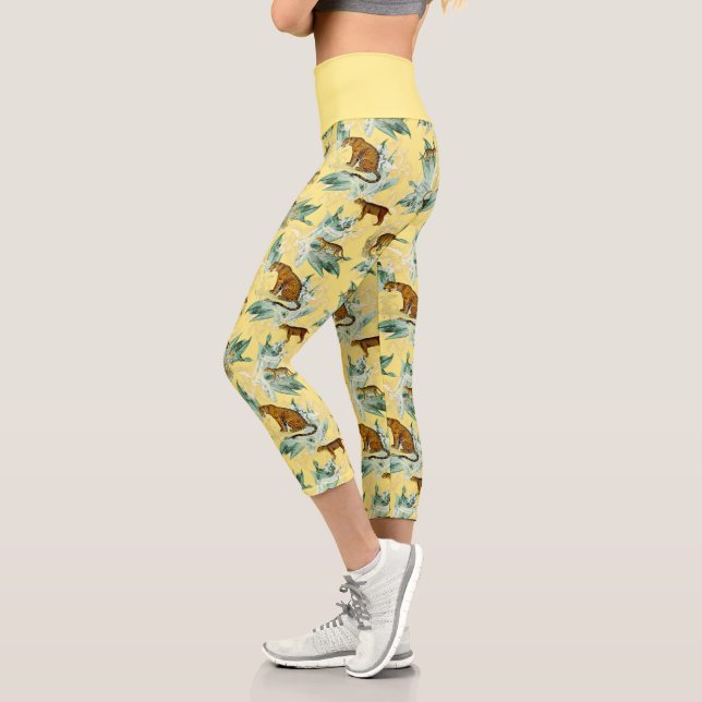 Leggings Capri Elegante Safari tropical salvaje gatos tigre amari (Izquierda)
