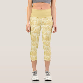 Leggings Capri Elegante tela de jouy amarilla