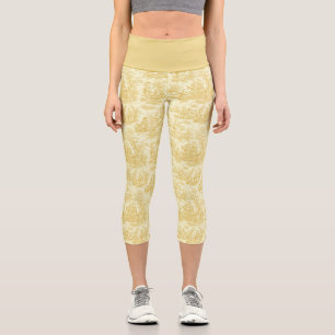Leggings Capri Elegante tela de jouy amarilla