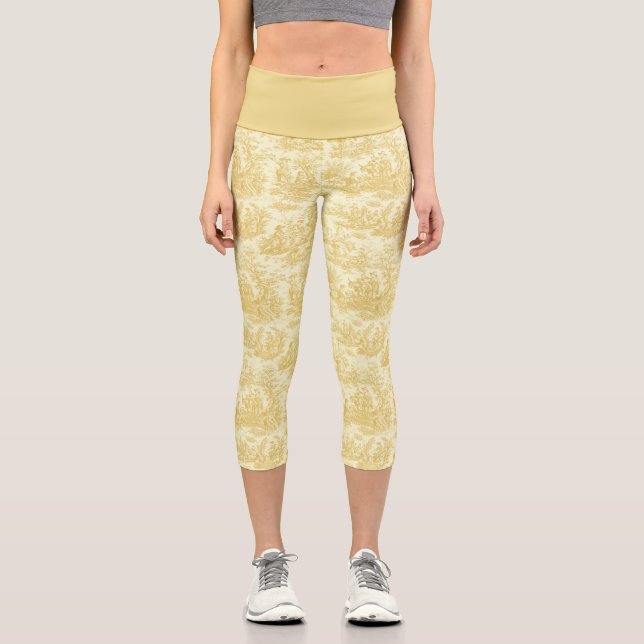Leggings Capri Elegante tela de jouy amarilla (Anverso)