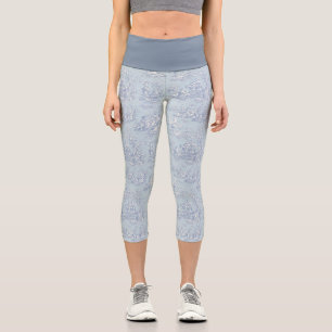 Leggings Capri Elegante toile gris azul vintage de jouy