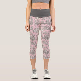 Leggings Capri Elegante toile gris rosado de jouy