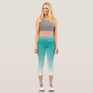 Leggings Capri Elegante, Verde azulado y fuera de blanco: de alto