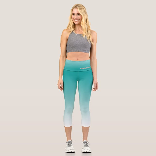 Leggings Capri Elegante, Verde azulado y fuera de blanco: de alto (Anverso)