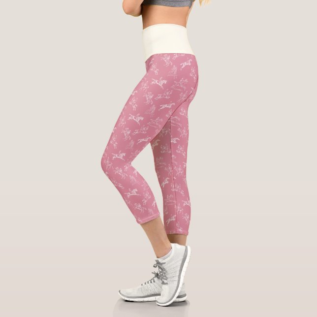 Leggings Capri Elegante Viejo Caballo Blanco Rosa (Izquierda)