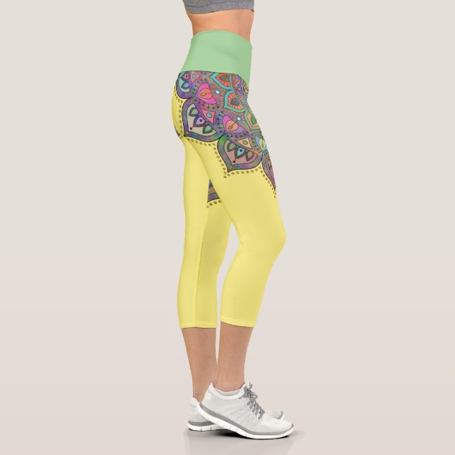 Leggings Capri Elegante y colorido Mandala estilo India 1 (Derecha)