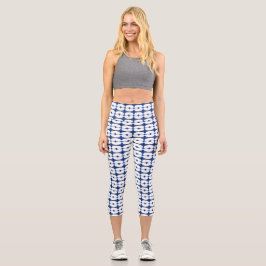 Leggings Capri Elementos Art Decó en azul profundo