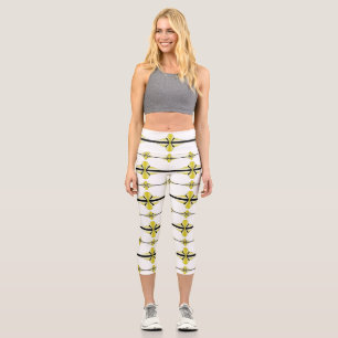 Leggings Capri Elementos Art Deco en las leggantas capri amarillo