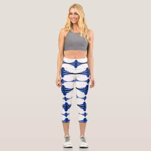 Leggings Capri Elementos Art Deco en las leggantas de capri azul