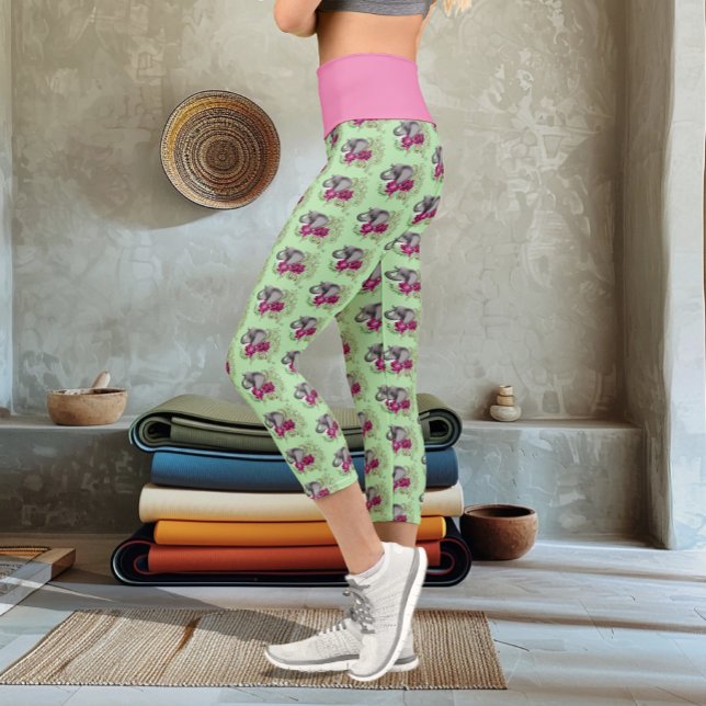 Leggings Capri Elephant Henna Lotus Flowers (Subido por el creador)