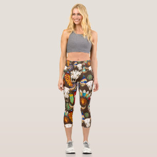 Leggings Capri Emblema de cráneo de búfalo nativo americano