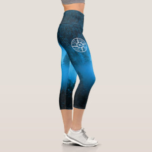 Leggings Capri emblemo de estrella de brújula monograma niebla en