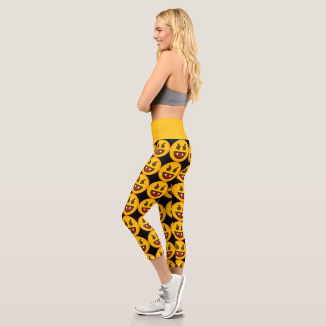 Leggings Capri Emoji Diablo Cute Alta Desobediencia De Capri Legg (Izquierda)