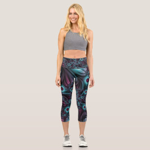 Leggings Capri En profundidad Arte fractal rosa azul abstracto ab