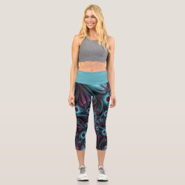 Leggings Capri En profundidad Arte fractal rosa azul abstracto ab