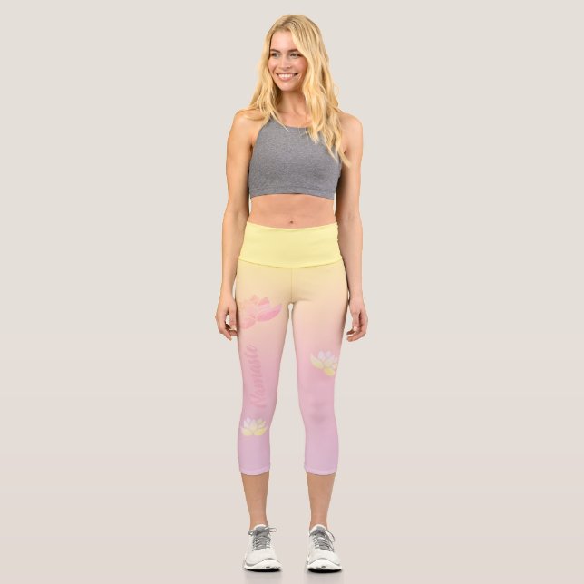 Leggings Capri Energía de loto rosa (Anverso)