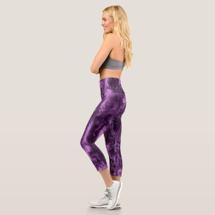 Leggings Capri Energía Nerviosa Grungia Resumen Orquídea Ametista