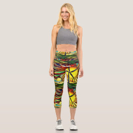 Leggings Capri Energía solar y eólica psicodélica