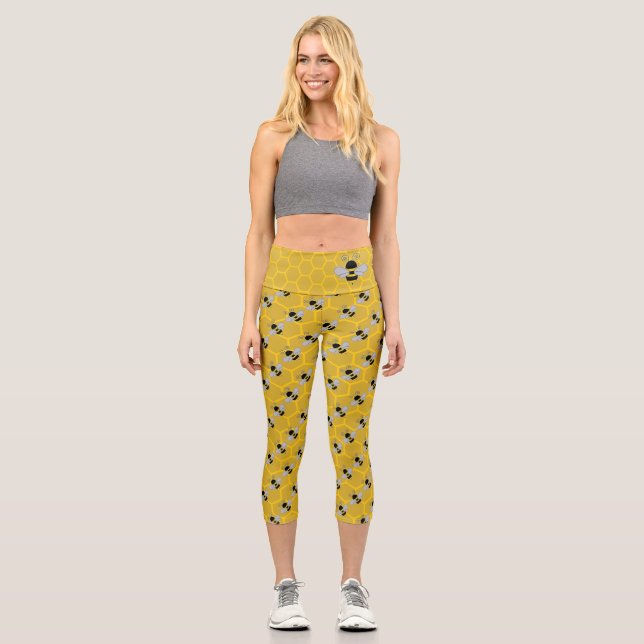 Leggings Capri Enjambre de abejas (Anverso)