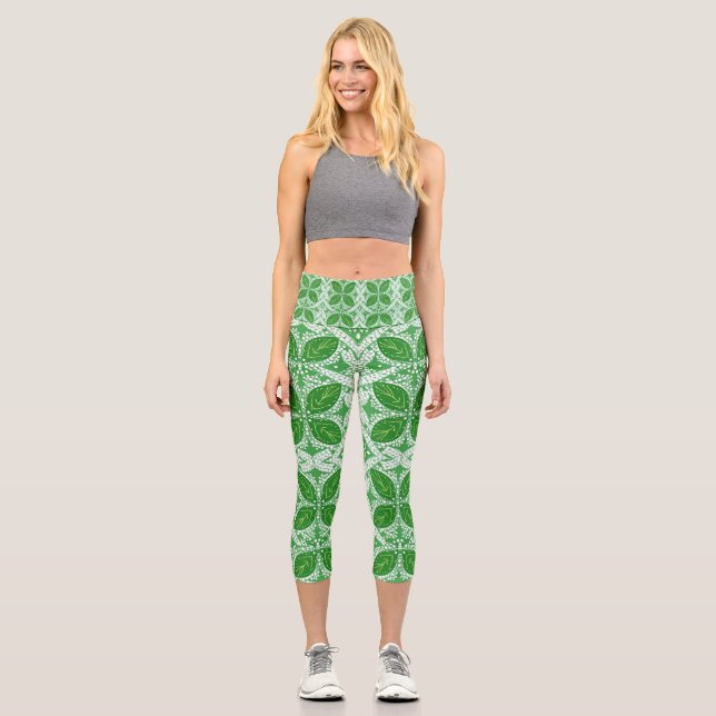 Leggings Capri Ensueño de hoja de encaje (Anverso)