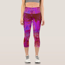 Leggings Capri Entorno impresionista Trippy Red y Magenta