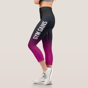 Leggings Capri Entrenador de nombres personalizados de color negr