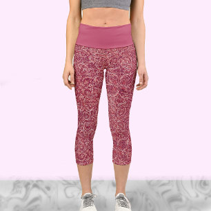 Leggings Capri Entrenamiento de yoga rojo y blanco