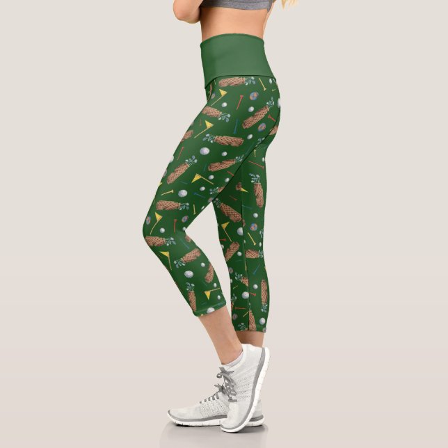 Leggings Capri Equipo deportivo Equipo de golf Diseño verde (Izquierda)