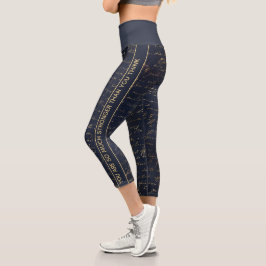 Leggings Capri Eres más fuerte con los escritos de oro azul inspi