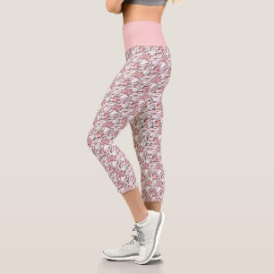 Leggings Capri Esbozo grueso Chile Peppers en rosa