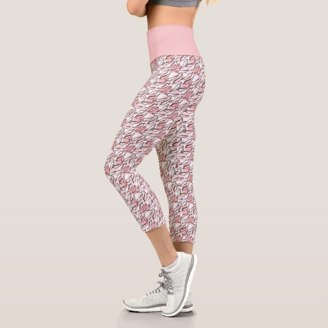 Leggings Capri Esbozo grueso Chile Peppers en rosa (Izquierda)