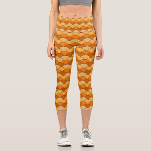 Leggings Capri Escalas de dragón, abanicos, olas, Seigaiha, Naran