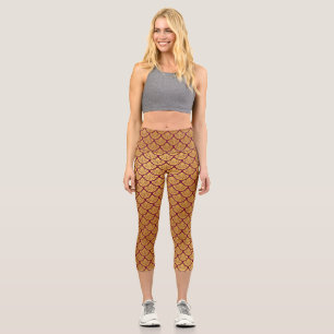 Leggings Capri Escalas de sirenas Art Deco - Magenta