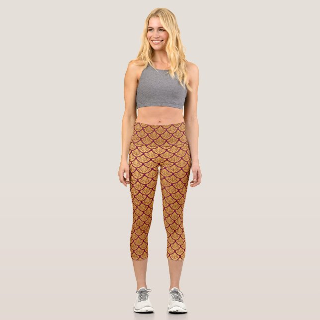 Leggings Capri Escalas de sirenas Art Deco - Magenta (Anverso)