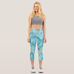 Leggings Capri Escalas de sirenas de verano del Caribe 1