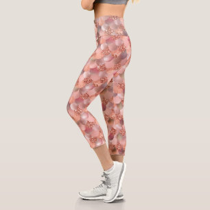 Leggings Capri Escalas de sirenas rosadas de oro Rosa