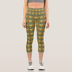 Leggings Capri Escamas de dragón, abanicos, olas, Seigaiha, camuf