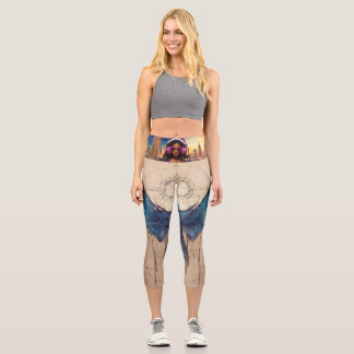 Leggings Capri Esencia de dibujo simple, alas como inspiración