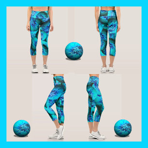 Leggings Capri Esferas turquesa y azul en óptica 3D