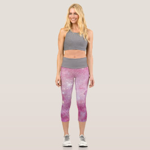 Leggings Capri Espacio Estrellado Luz Rosa Estrellas Acuarela Gal