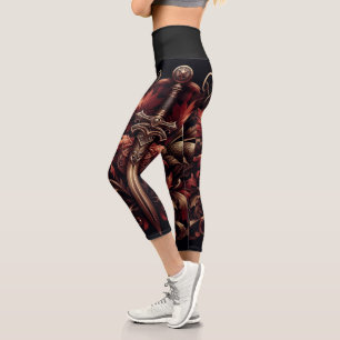 Leggings Capri Espada roja y bronce celta escocesa